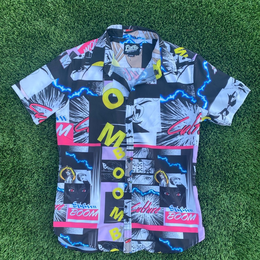 Cartoon Style Graphics Shirt by Public Supply Company N.Y.C. - Size Large